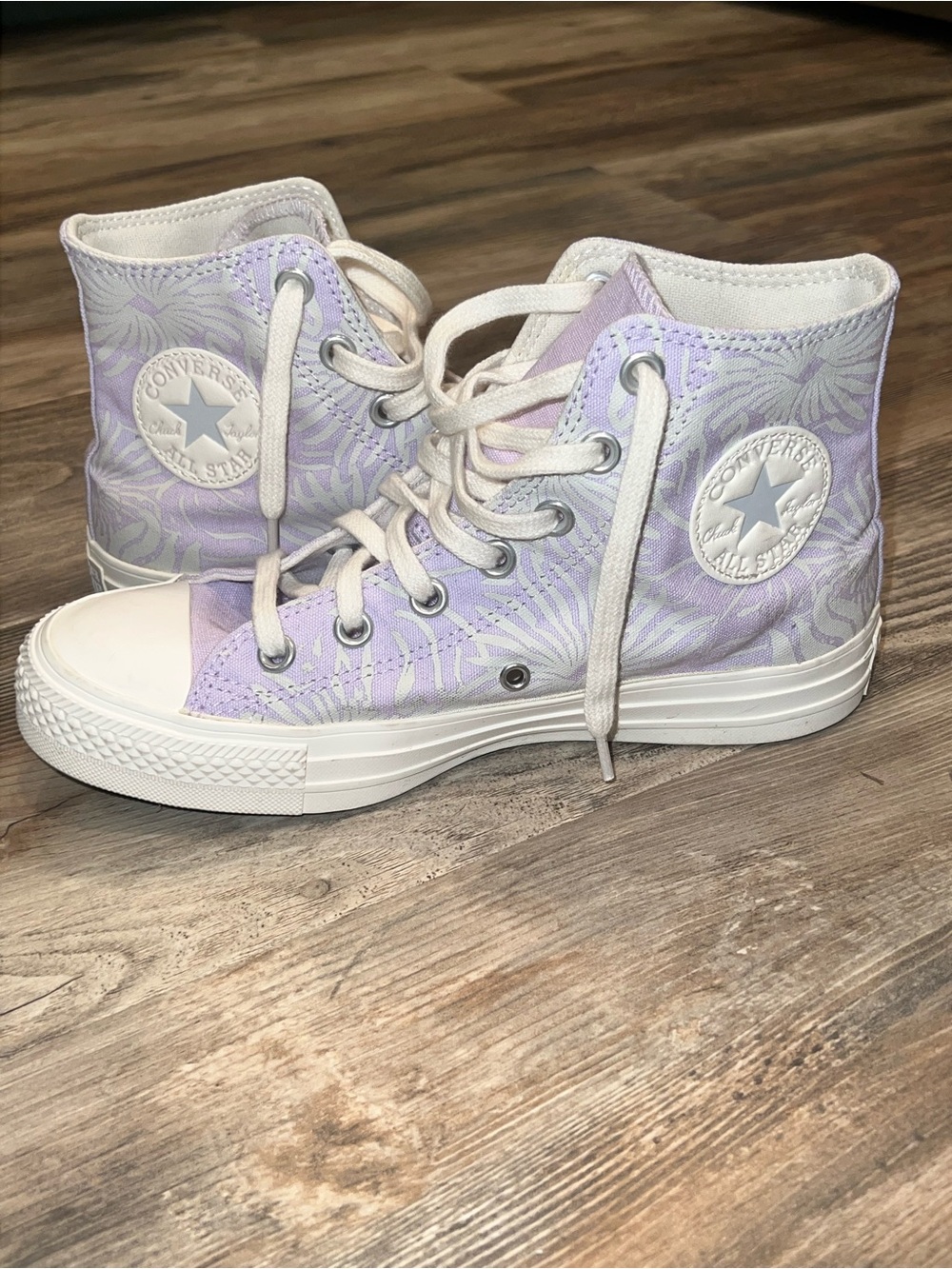 Converse Lavender Palm/floral print High Top Sneakers